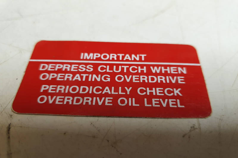 Safari Engineering Land Rover Specialist Hampshire Eversley – Overdrive Fairey Information Warning Bulkhead Decal - Land Rover Series